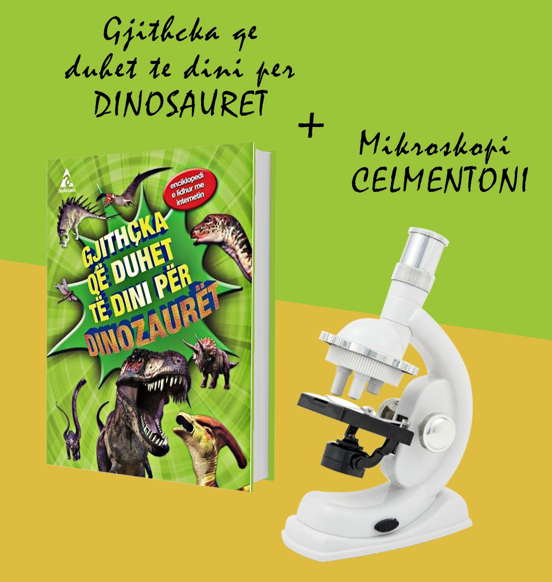 Set Mikroskopi Clementoni + Libri “Gjithcka qe duhet te dini mbi dinozauret”